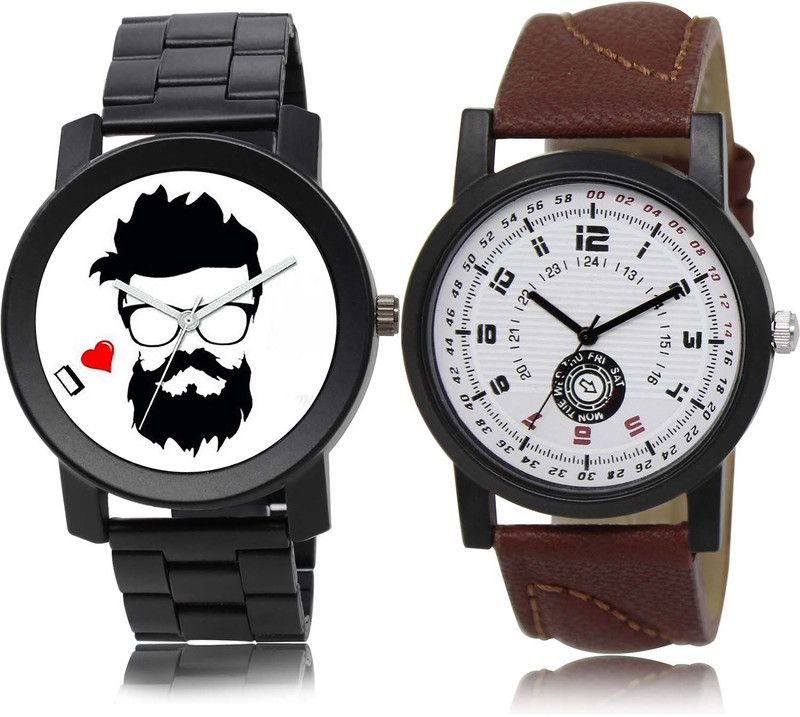 Analog Watch - For Men Contemporary Technology Beard Style Chain Watch Watch - B824-BL46.11 (Combo Of 2 )