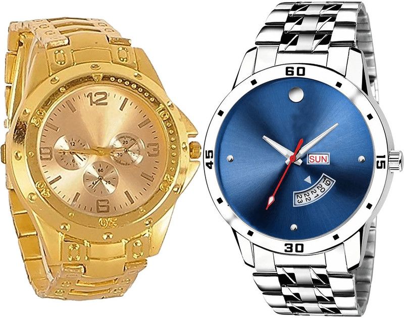 combo watch Analog Watch - For Men & Women Treading Collegian Day And Date Analogue Gold And Silver Color Boys And Men Watch - B71-BL46.105 (Combo Of 2 )