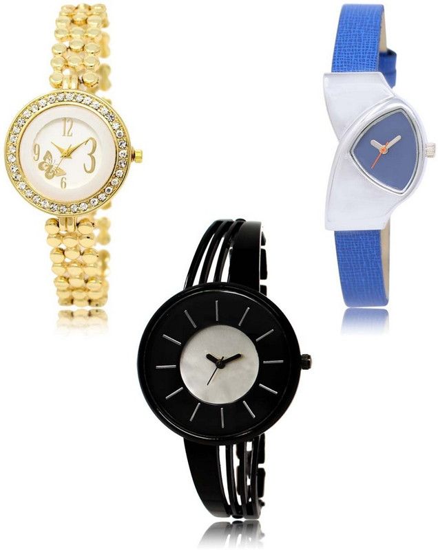 Latest Set of 3 Stylish Attractive Professional Designer Combo Analog Watch - For Women LR-203-208-212 Premium Quality Collection