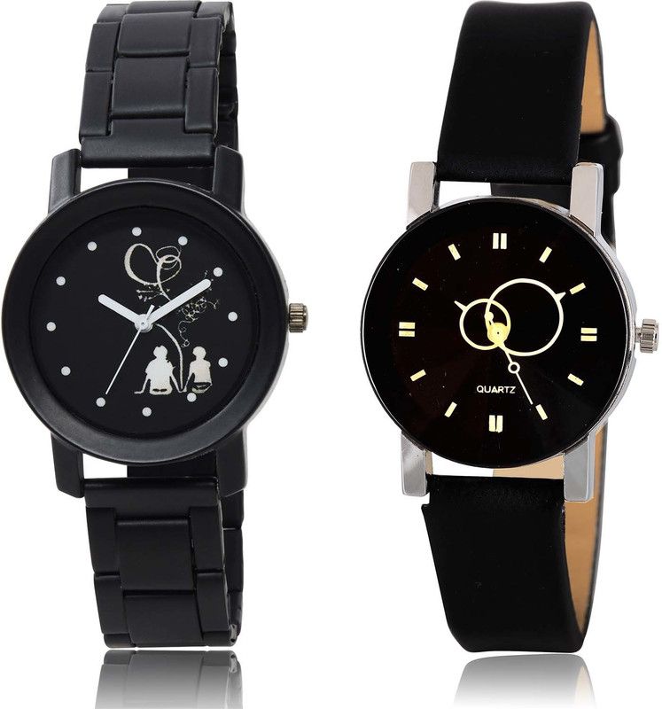 combo watch Analog Watch - For Girls New Branded Love Valentine Couple And Geometric Design Combo Watch For Girls And Women - GO153-G386