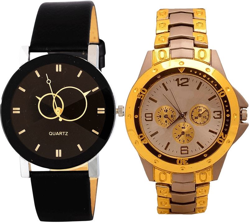 combo watch Analog Watch - For Girls Latest 3D Design Geometric Design Analogue Black And Silver Color Boys And Men Watch - B135-B74 (Combo Of 2 )