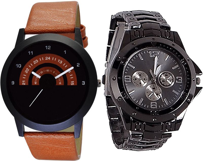combo watch Analog Watch - For Girls Best High Quality Analogue Brown And Black Color Boys And Men Watch - B46-B70 (Combo Of 2 )