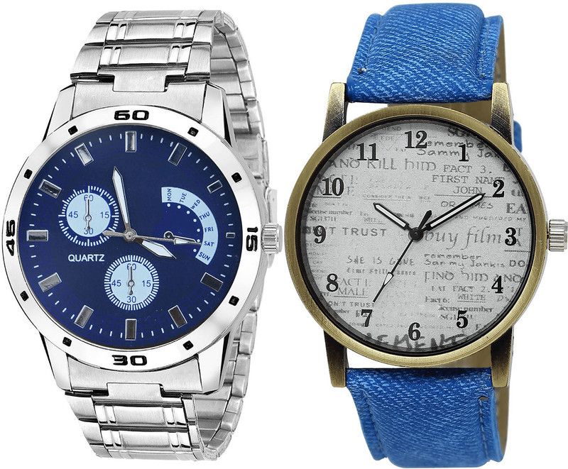 combo watch Analog Watch - For Girls Treading Technology Analogue Silver And Blue Color Boys And Men Watch - B84-BL46.28 (Combo Of 2 )