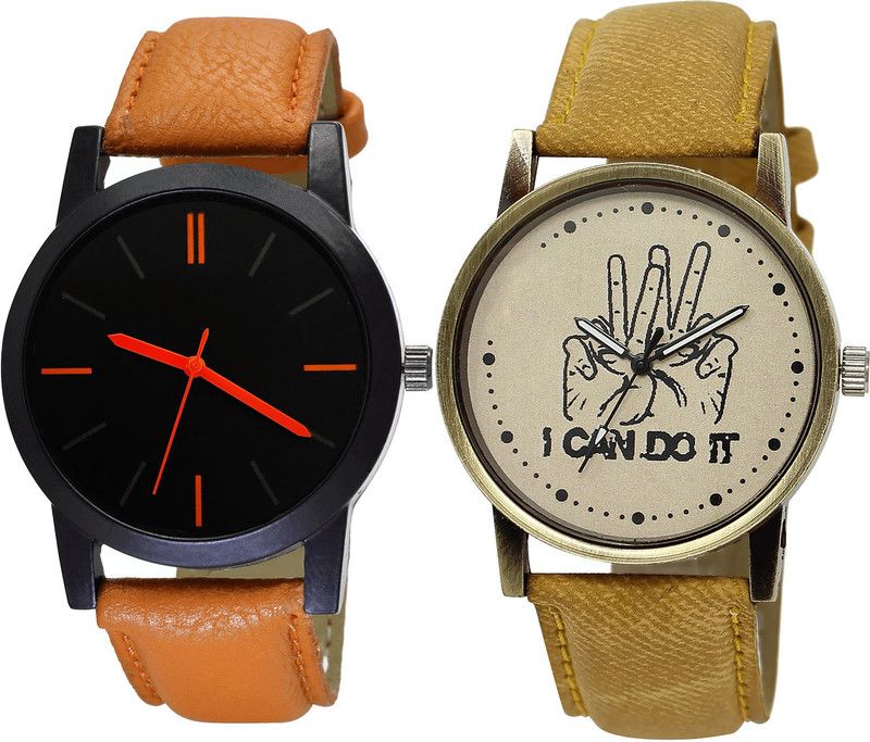 combo watch Analog Watch - For Girls Modern High Quality I Cand Do It Analogue Brown Color Boys And Men Watch - B112-BL46.30 (Combo Of 2 )