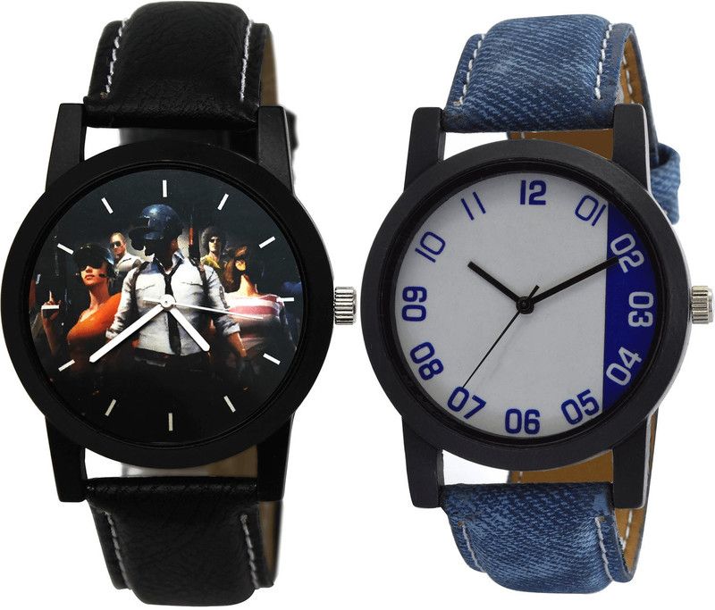 combo watch Analog Watch - For Men Contemporary Quartz PUBG Military Army Analog Black And Blue Color Boys And Men Watch - B175-B40 (Combo Of 2 )