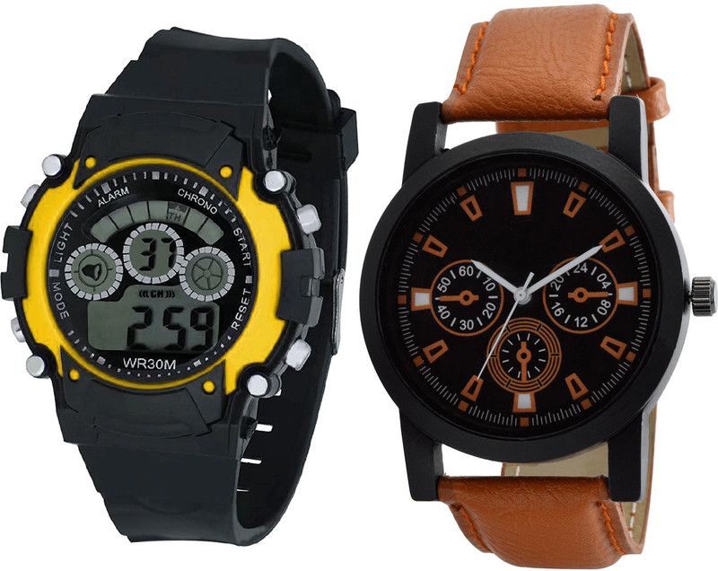 combo watch Analog Watch - For Girls Latest Collegian Kids Analogue Black And Brown Color Boys And Men Watch - B6-B31 (Combo Of 2 )