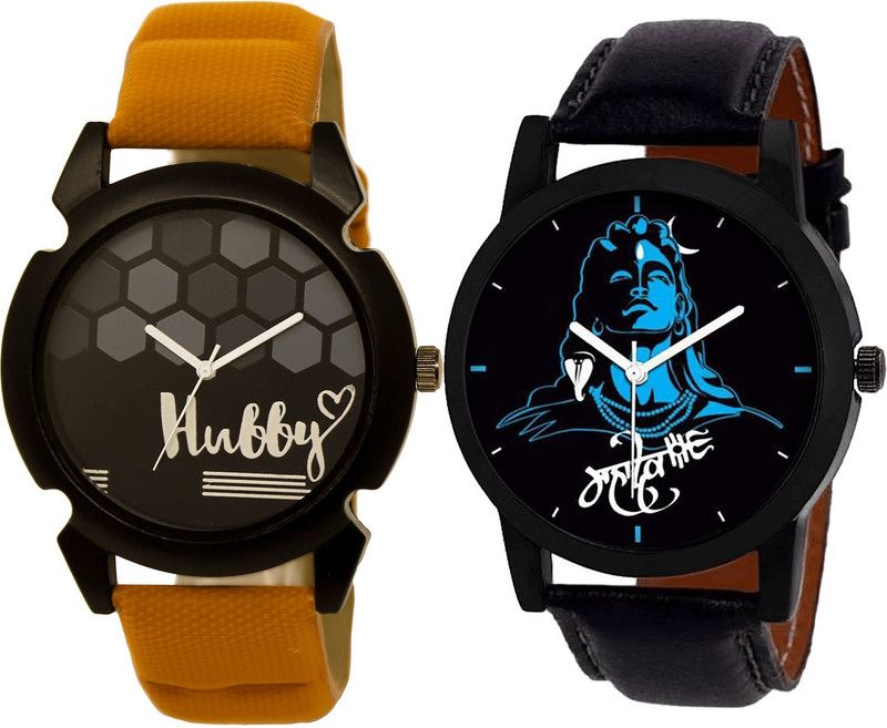 combo watch Analog Watch - For Girls Contemporary Exclusive Hubby And Mahadev Analogue Brown And Black Color Boys And Men Watch - BL46.32-B23 (Combo Of 2 )