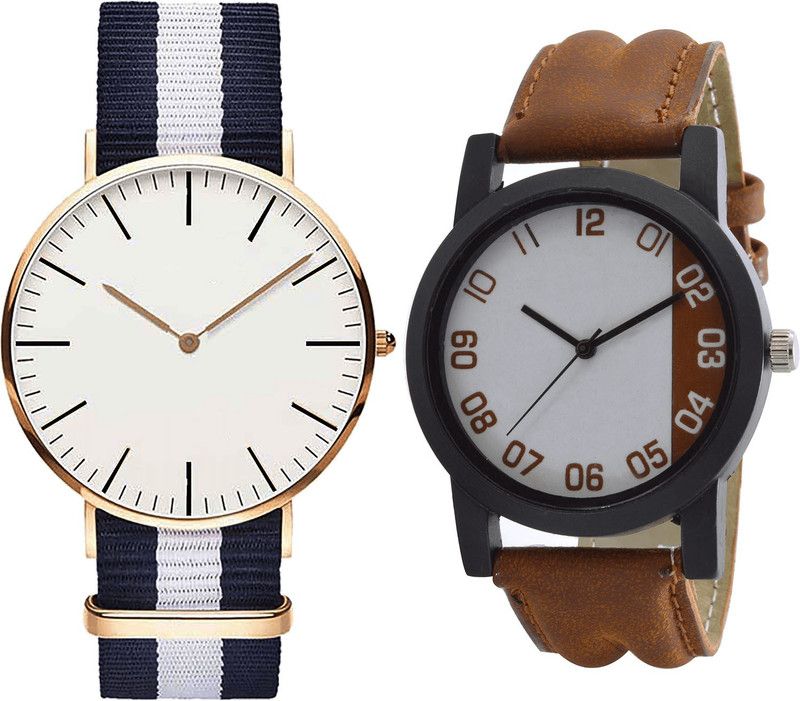 combo watch Analog Watch - For Girls Treading Formal Analogue Blue And Brown Color Boys And Men Watch - B109-B39 (Combo Of 2 )