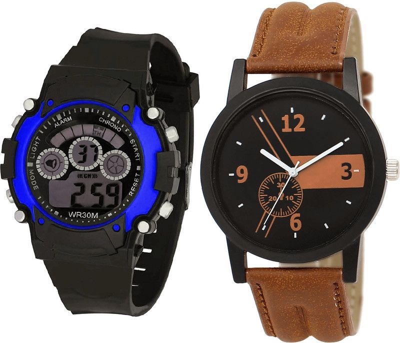 combo watch Analog Watch - For Men Latest Tread Kids Analogue Black And Brown Color Boys And Men Watch - B2-BL46.1 (Combo Of 2 )