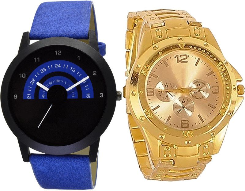 combo watch Analog Watch - For Girls Brand New Analogue Analogue Blue And Gold Color Boys And Men Watch - B47-B71 (Combo Of 2 )