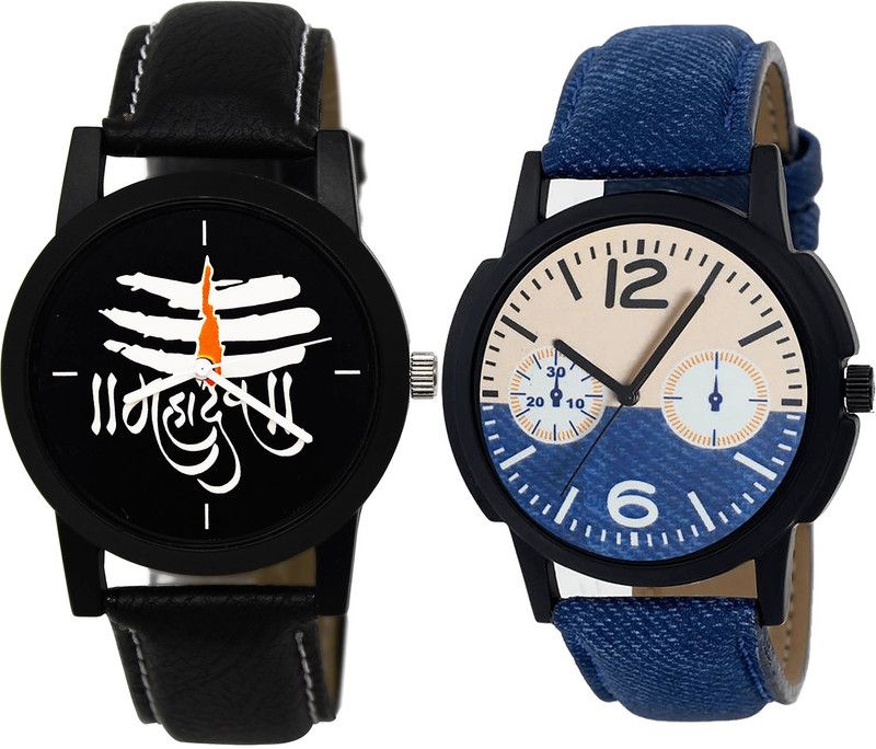 combo watch Analog Watch - For Men New Fashionable Black And Blue Color Boys Watch - B114-B10 (Combo Of 2 )