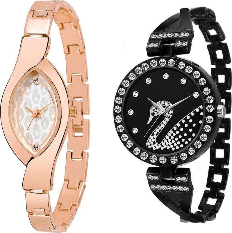 Analog Watch - For Girls Combo pack 2 New Diamond Studded Part-Wedding Adition Analog Watch For Girls & Women BB-07650