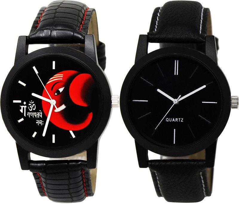 combo watch Analog Watch - For Girls Classical Tread Ganpti And Love Dad Analogue Black Color Boys And Men Watch - B120-BL46.5 (Combo Of 2 )