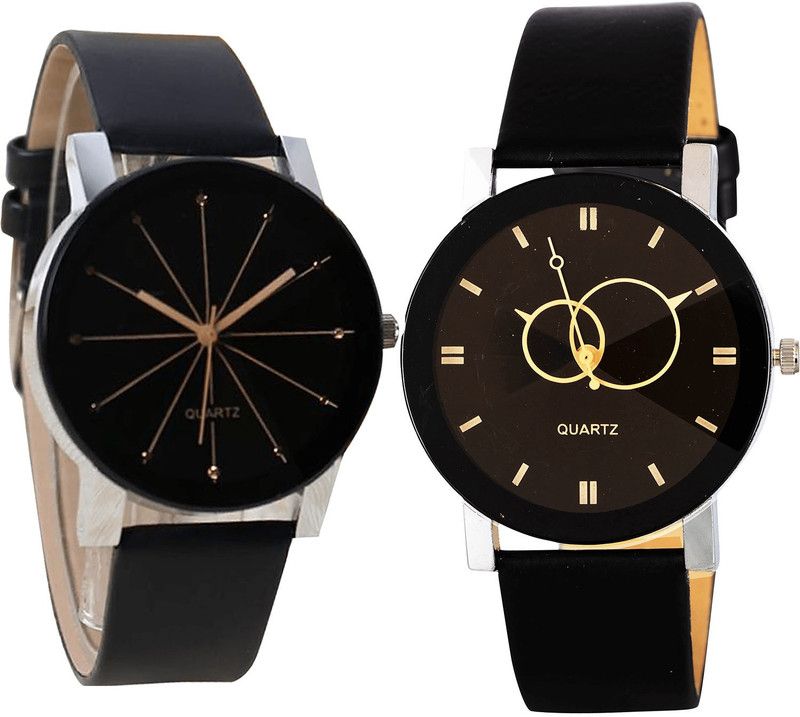 combo watch Analog Watch - For Girls Best Quartz Geometric Design Analogue Black Color Boys And Men Watch - B51-B135 (Combo Of 2 )