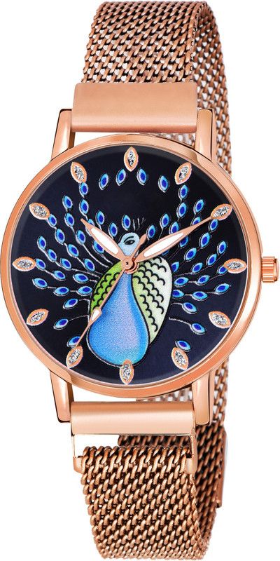 Luxury Mesh Magnet Buckle Watches Fashion Mysterious Lady girls and women Analog Watch - For Women W867 Black