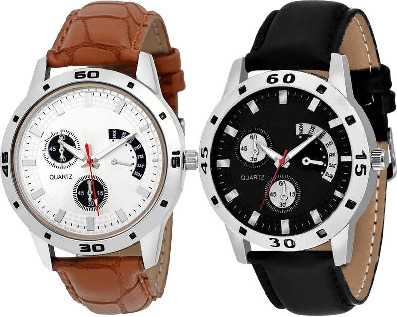 combo watch Analog Watch - For Girls Modern Party Wedding Analogue Brown And Black Color Boys And Men Watch - B52-B58 (Combo Of 2 )