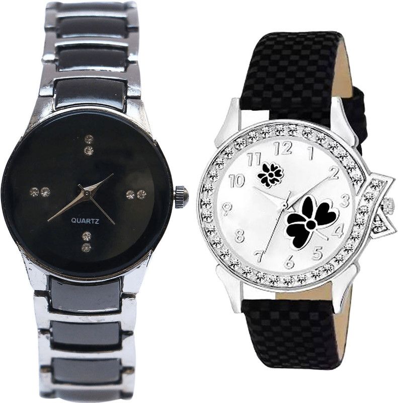 combo watch Analog Watch - For Girls Modern Collection Analogue Silver And Black Color Girls And Women Watch - G207-G126 (Combo Of 2 )