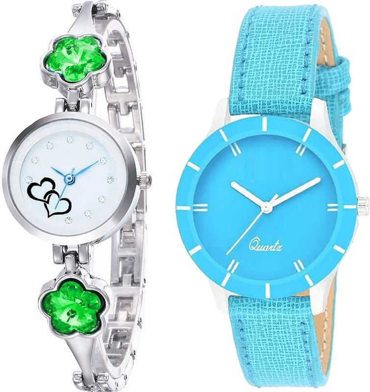 combo watch Analog Watch - For Girls Latest Traditional Love Valentine Analogue Silver And Blue Color Girls And Women Watch - G434-G269 (Combo of 2 )