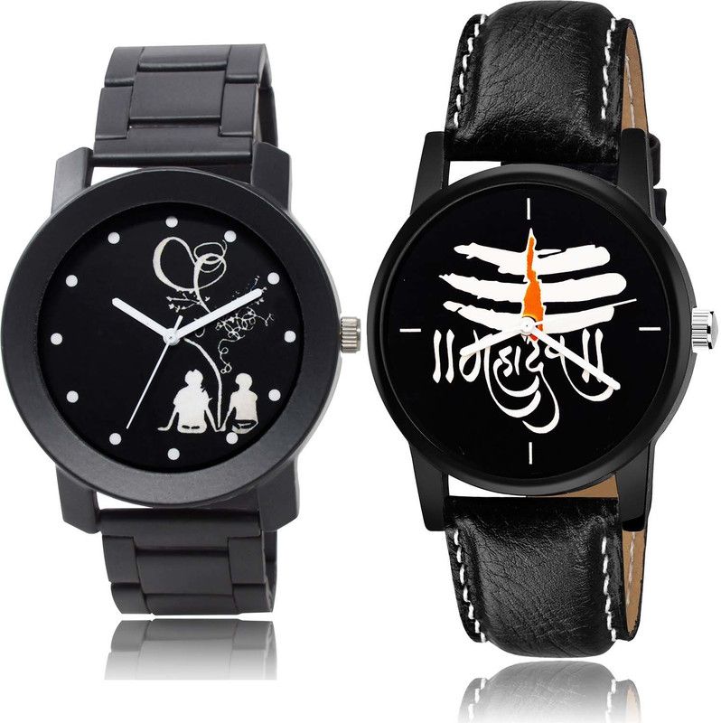 combo watch Analog Watch - For Men & Women Best High Quality Couple Love Chain And Mahadev Combo Watch For Boys And Men - BO53-B114