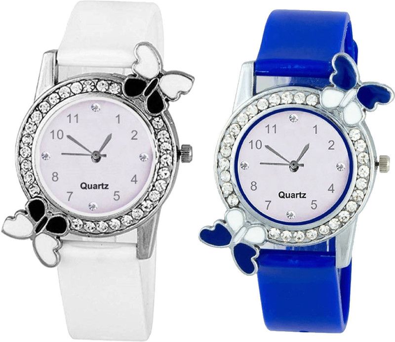 combo watch Analog Watch - For Girls New Diwali Butterfly Analogue White And Blue Color Girls And Women Watch - G102-G98 (Combo Of 2 )