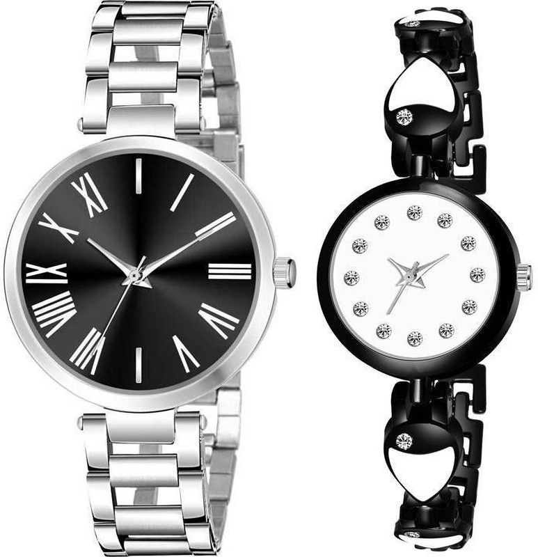 Analog Watch - For Girls FULL BLACK METAL BLACK UNIQUE DIAL DESIGNER WRIST WATCH WOMEN_GIRLS NEW ARRIVAL FAST SELLING TRACK DESIGNER ROTTED DESIGNER ROYAL LOOK WATCH FOR FESTIVAL _PARTY_PROFESSIONAL WEAR COMBO WATCH