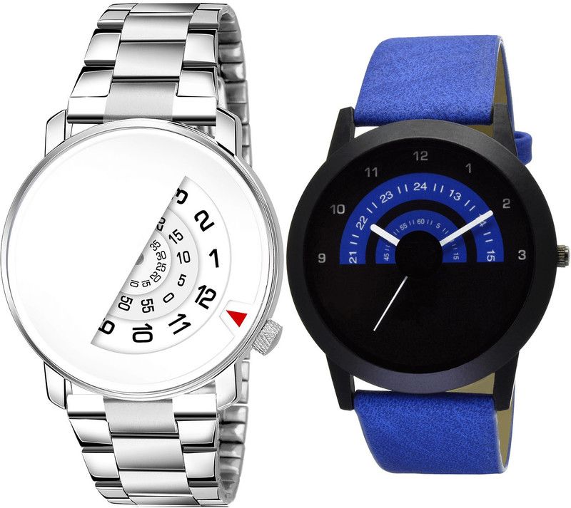 combo watch Analog Watch - For Men Treading Exclusive Day And Date Analog Silver And Blue Color Boys And Men Watch - BL46.106-B47 (Combo Of 2 )