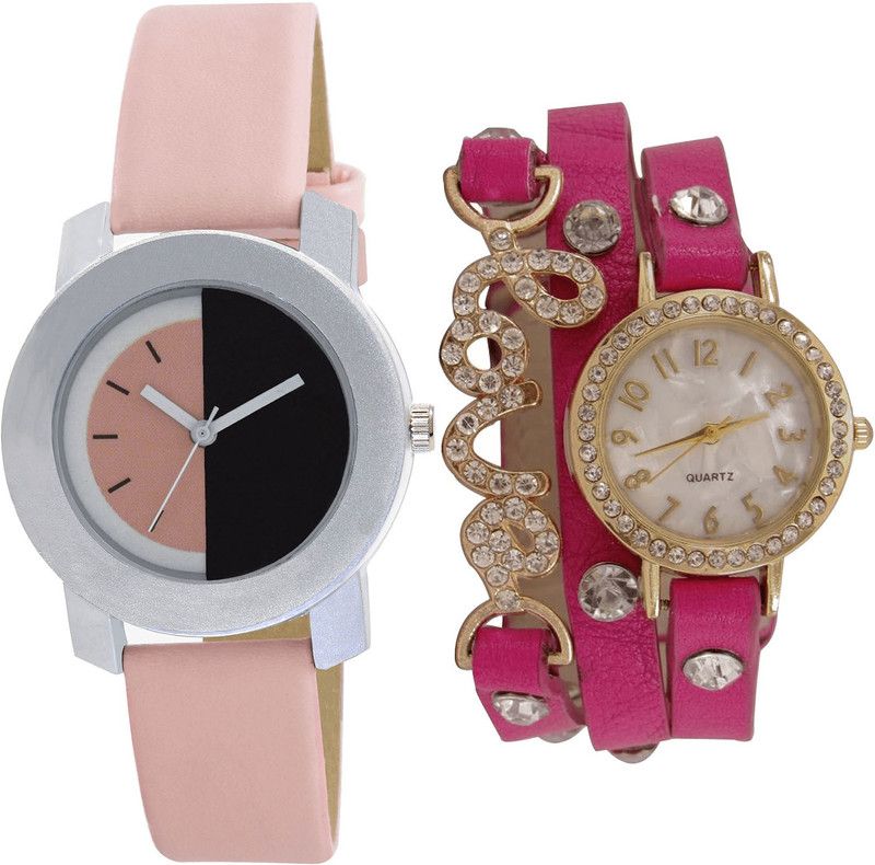 combo watch Analog Watch - For Girls Modern Gift Love Valentine Analogue Pink Color Girls And Women Watch - G400-G204 (Combo of 2 )