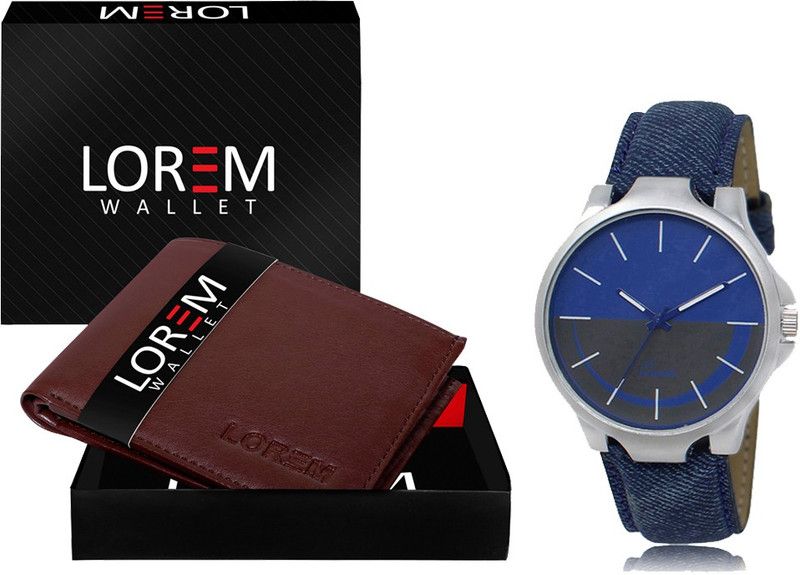 Combo Of Men Watch & Artificial Leather Wallet Analog Watch - For Men FZ-WL14-LR24