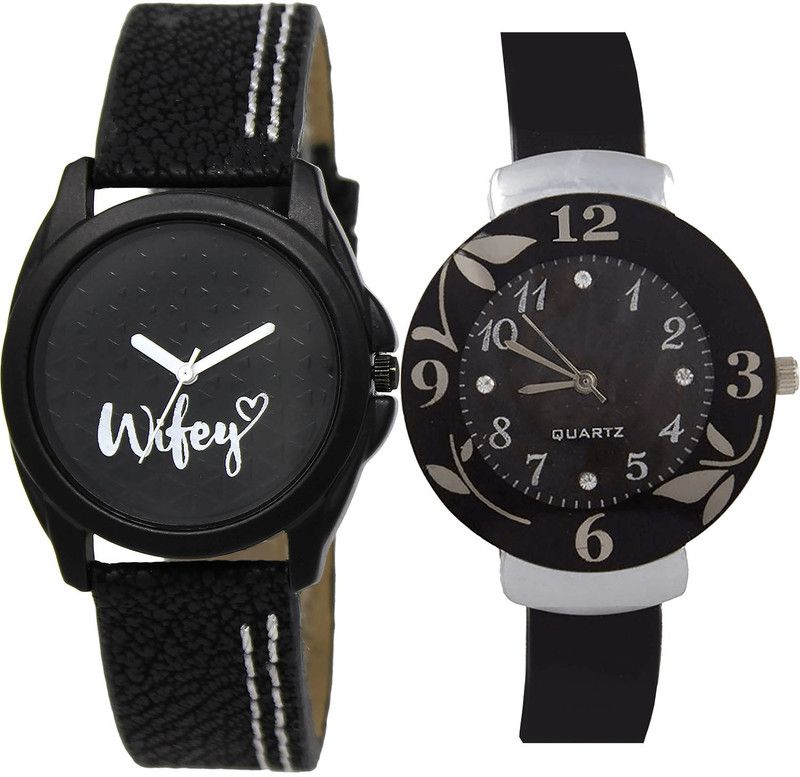 combo watch Analog Watch - For Girls Contemporary 3D Design Wife And Flower Analogue Black Color Watch - Gl234-G24 (Combo Of 2 )