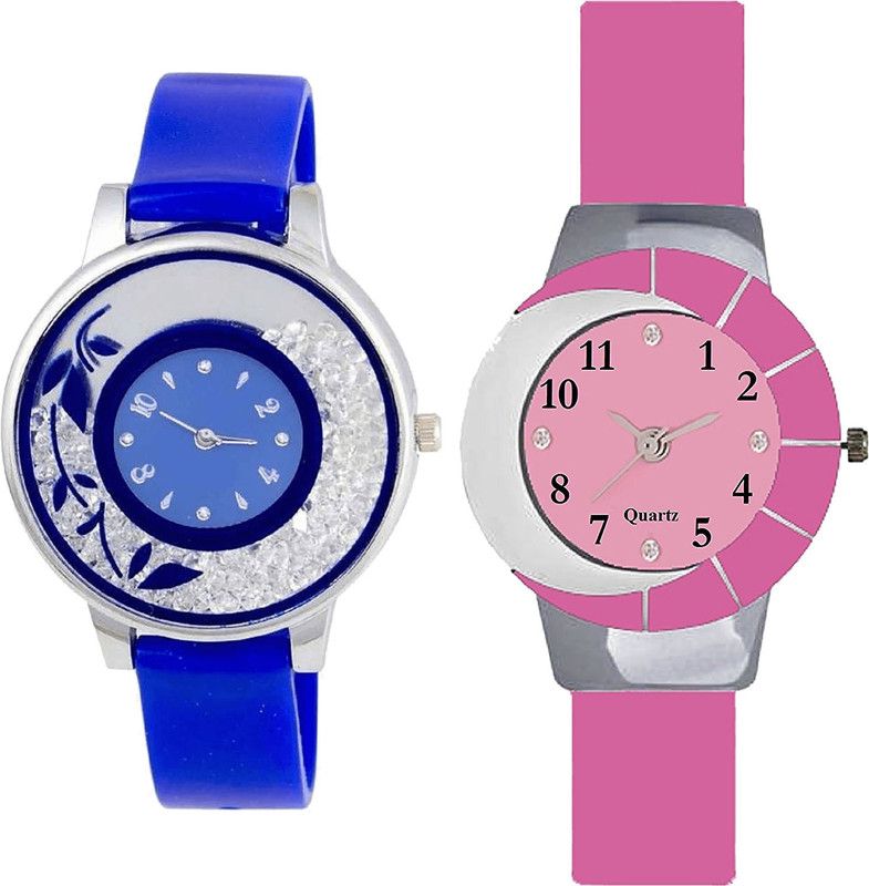 combo watch Analog Watch - For Girls Contemporary Tread Flower Analogue Blue And Pink Color Girls And Women Watch - G87-G9 (Combo Of 2 )