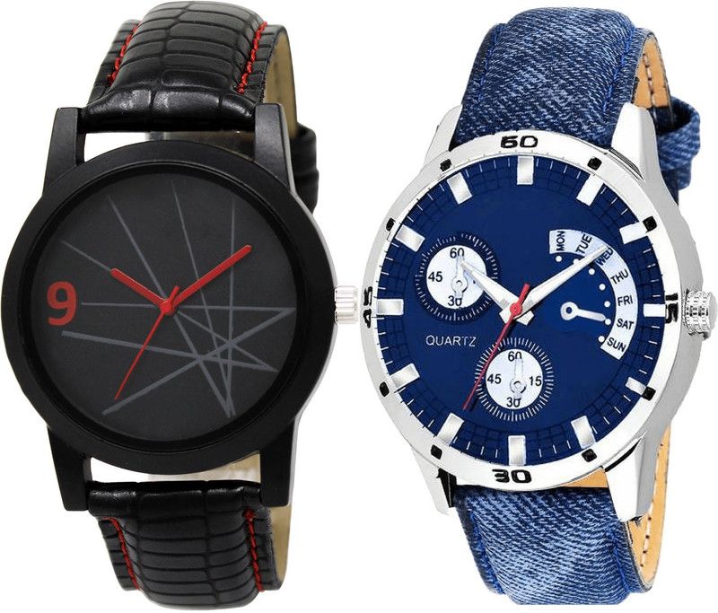 combo watch Analog Watch - For Girls Latest Technology Analogue Black And Blue Color Boys And Men Watch - BL46.8-B57 (Combo Of 2 )
