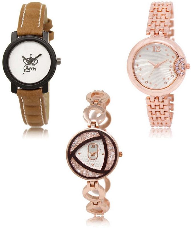 Latest Set of 3 Stylish Attractive Professional Designer Combo Analog Watch - For Women LR-209-228-238 Premium Quality Collection