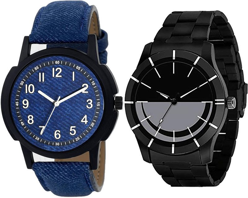 combo watch Analog Watch - For Girls Brand New Party Wedding Analogue Blue And Black Color Boys And Men Watch - B8-B108 (Combo Of 2 )
