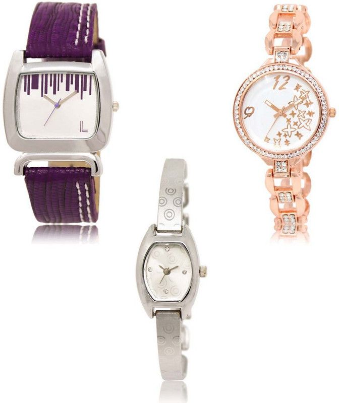Latest Set of 3 Stylish Attractive Professional Designer Combo Analog Watch - For Women LR-207-210-219 Premium Quality Collection