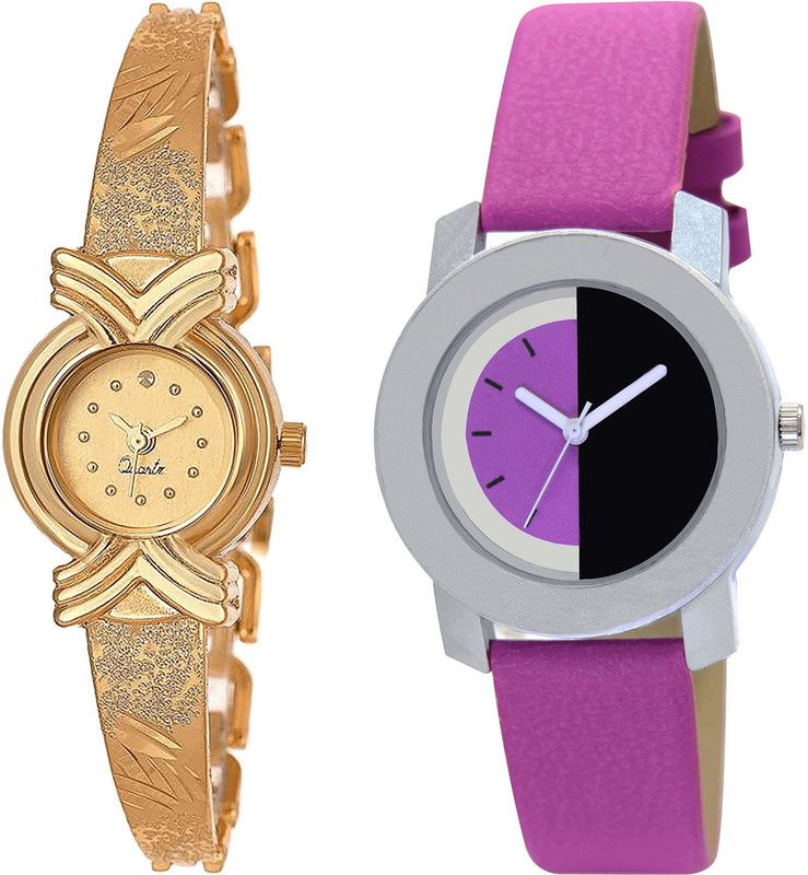 combo watch Analog Watch - For Girls Contemporary Fashionable Analogue Gold And Pink Color Girls And Women Watch - G265-G275 (Combo of 2 )