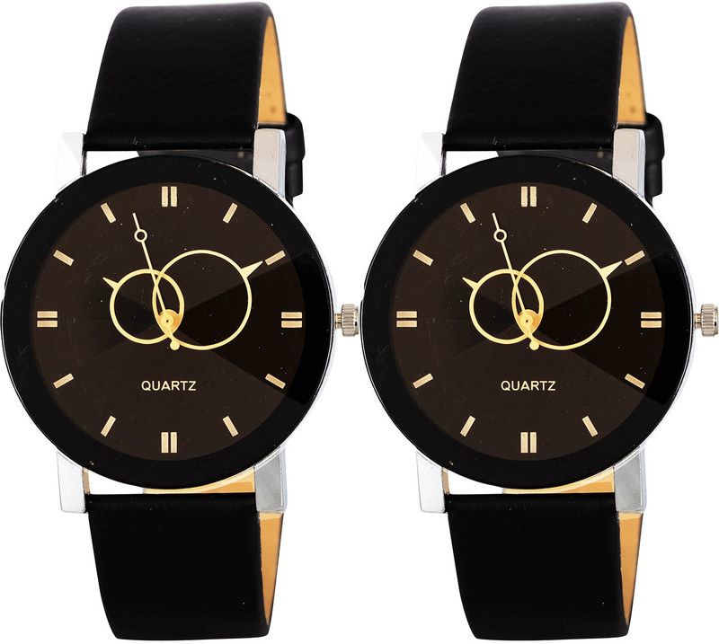 combo watch Analog Watch - For Girls Treading Formal Geometric Design Analogue Black Color Boys And Men Watch - B135-B135 (Combo Of 2 )