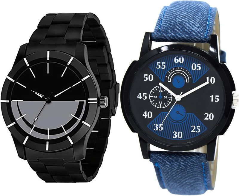 combo watch Analog Watch - For Girls New 3D Design Analogue Black And Blue Color Boys And Men Watch - B108-BL46.2 (Combo Of 2 )
