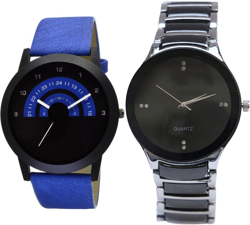 combo watch Analog Watch - For Men Brand New Formal Analogue Blue And Black Color Boys And Men Watch - B47-B68 (Combo Of 2 )