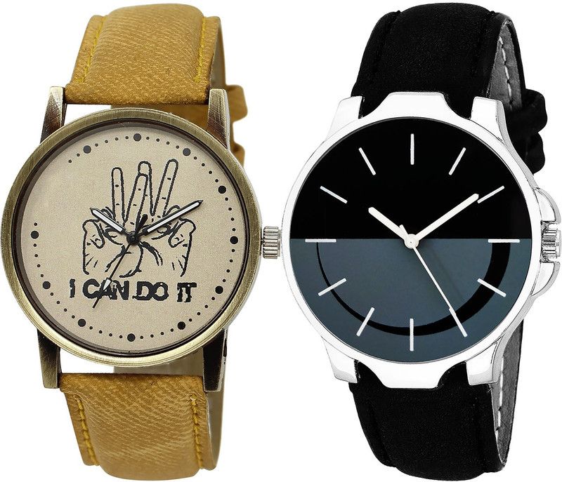 combo watch Analog Watch - For Girls Modish Technology I Cand Do It Analogue Brown And Black Color Boys And Men Watch - BL46.30-B111 (Combo Of 2 )