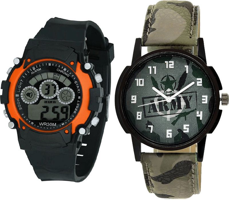 combo watch Analog Watch - For Girls Best Quartz Kids And Army Analogue Black And Green Color Boys And Men Watch - B4-B21 (Combo Of 2 )