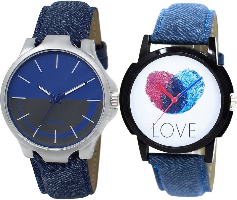 combo watch Analog Watch - For Girls Treading Fancy Love Analogue Blue Color Boys And Men Watch - BL46.24-B11 (Combo Of 2 )