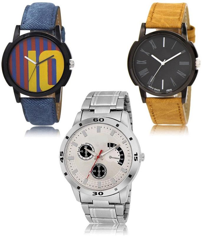 Stylish Attractive Professional Designer Combo Analog Watch - For Men LR-10-19-101 Hot Selling Premium Quality Collection Latest Set of 3