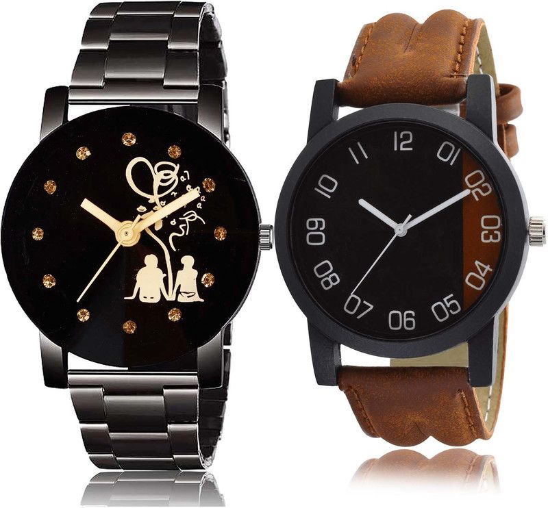 Analog Watch - For Boys Brand New Fashionable Couple Love Chain Combo Watch For Boys And Men - BC13-B36