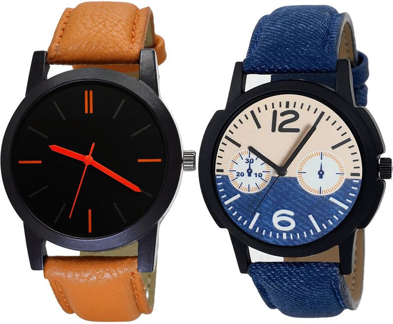 combo watch Analog Watch - For Girls Best Style Analogue Brown And Blue Color Boys And Men Watch - B112-B10 (Combo Of 2 )