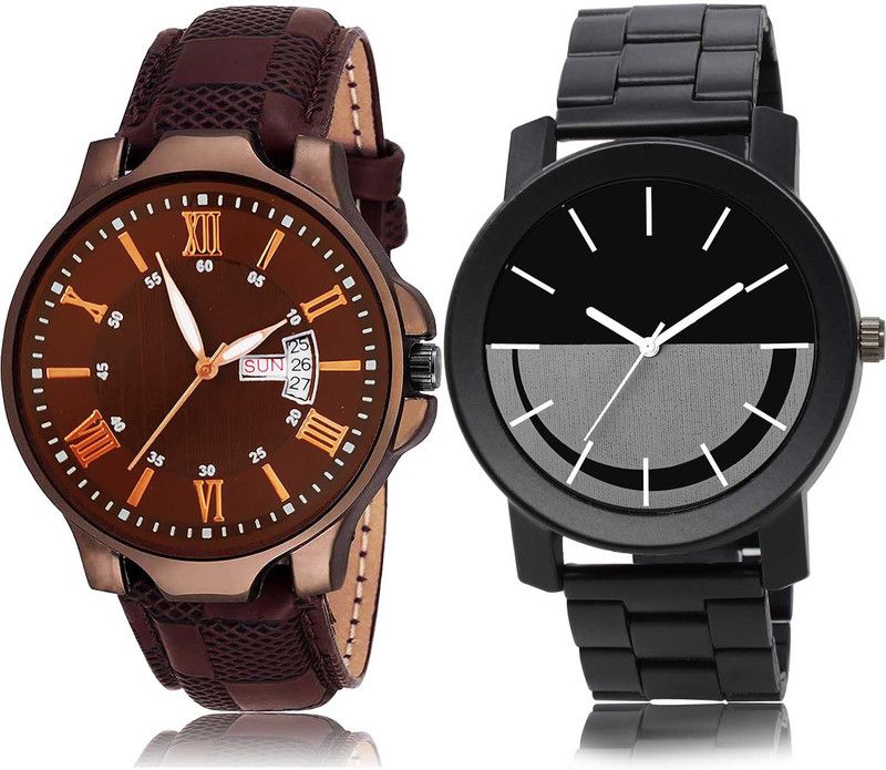 combo watch Analog Watch - For Men Treading Gift Day And Date And Chain Watch Combo Watch For Boys And Men - BRM2-B108