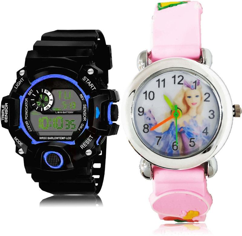 combo watch Analog Watch - For Boys Classical Branded Army Digital Sports And Genevieve Doll Kids 2 Watch Combo For Boys And Men - BC25-BK13