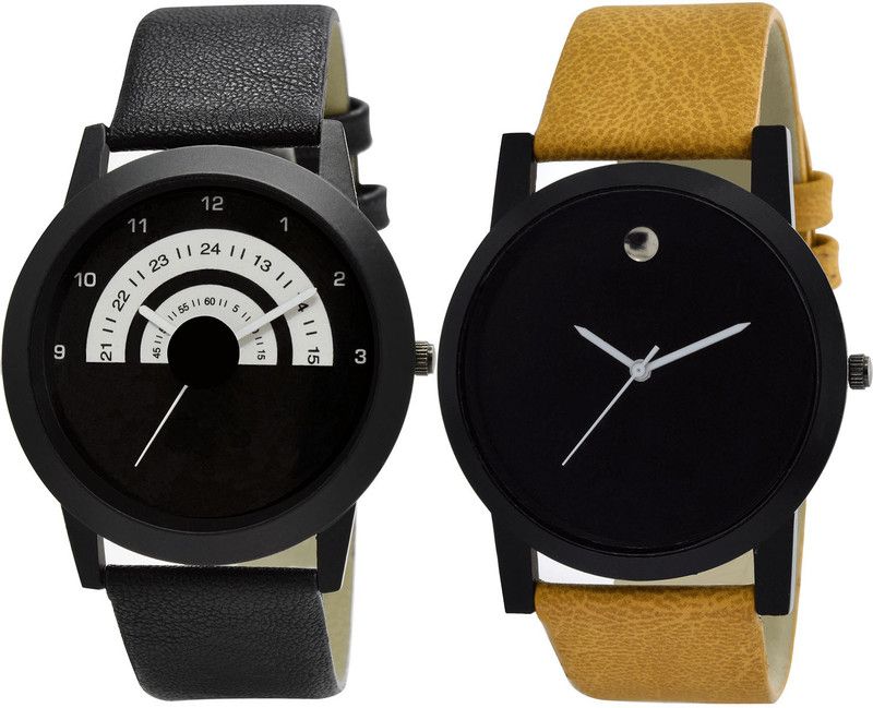 combo watch Analog Watch - For Girls New Present Analogue Black And Brown Color Boys And Men Watch - B48-B59 (Combo Of 2 )