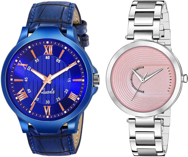Analog Watch - For Men & Women E-599|Pack of 2 New Couple Combo Sleek Look