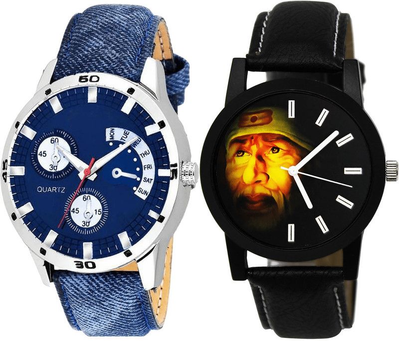 combo watch Analog Watch - For Girls Latest High Quality Sai Baba Analogue Blue And Black Color Boys And Men Watch - B57-B123 (Combo Of 2 )