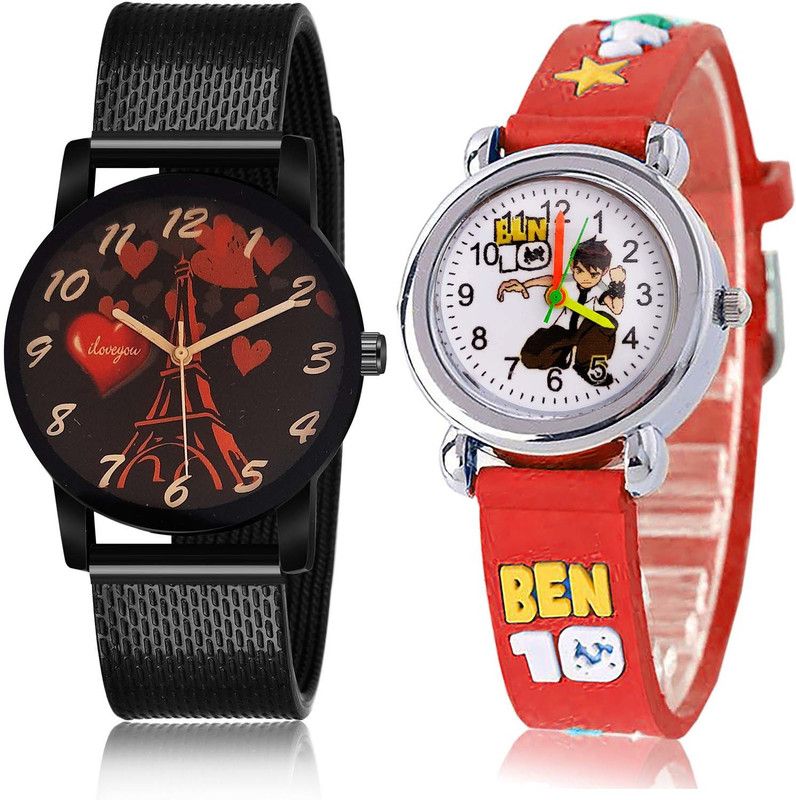 combo watch Analog Watch - For Boys Brand New Partywear I Love You And Ben 10 Kids 2 Watch Combo For Boys And men - BRM19-BK119